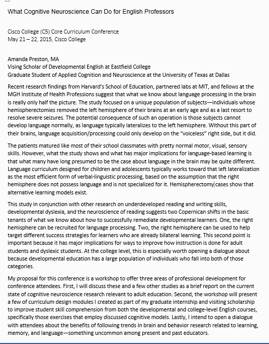 Proposal Cisco College C5 Conference Proposal